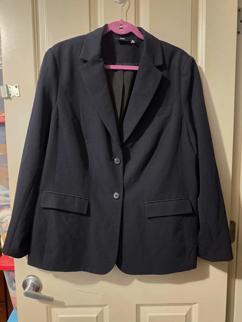 ICO Classic Navy Women's Blazer - Two-Button Jacket Sz18